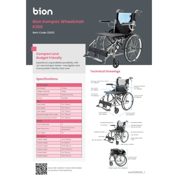 Bion Kompac Wheelchair K200