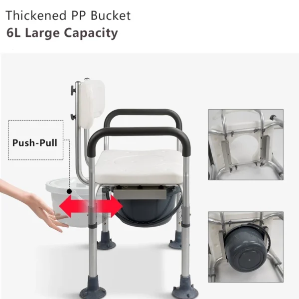 Height Adjustable Folding Bedside Commode & Shower Chair